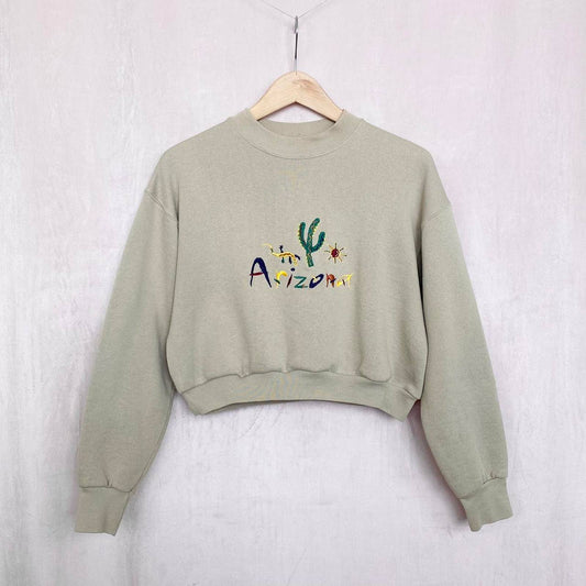 Reworked Arizona Cropped Crewneck, Size Small