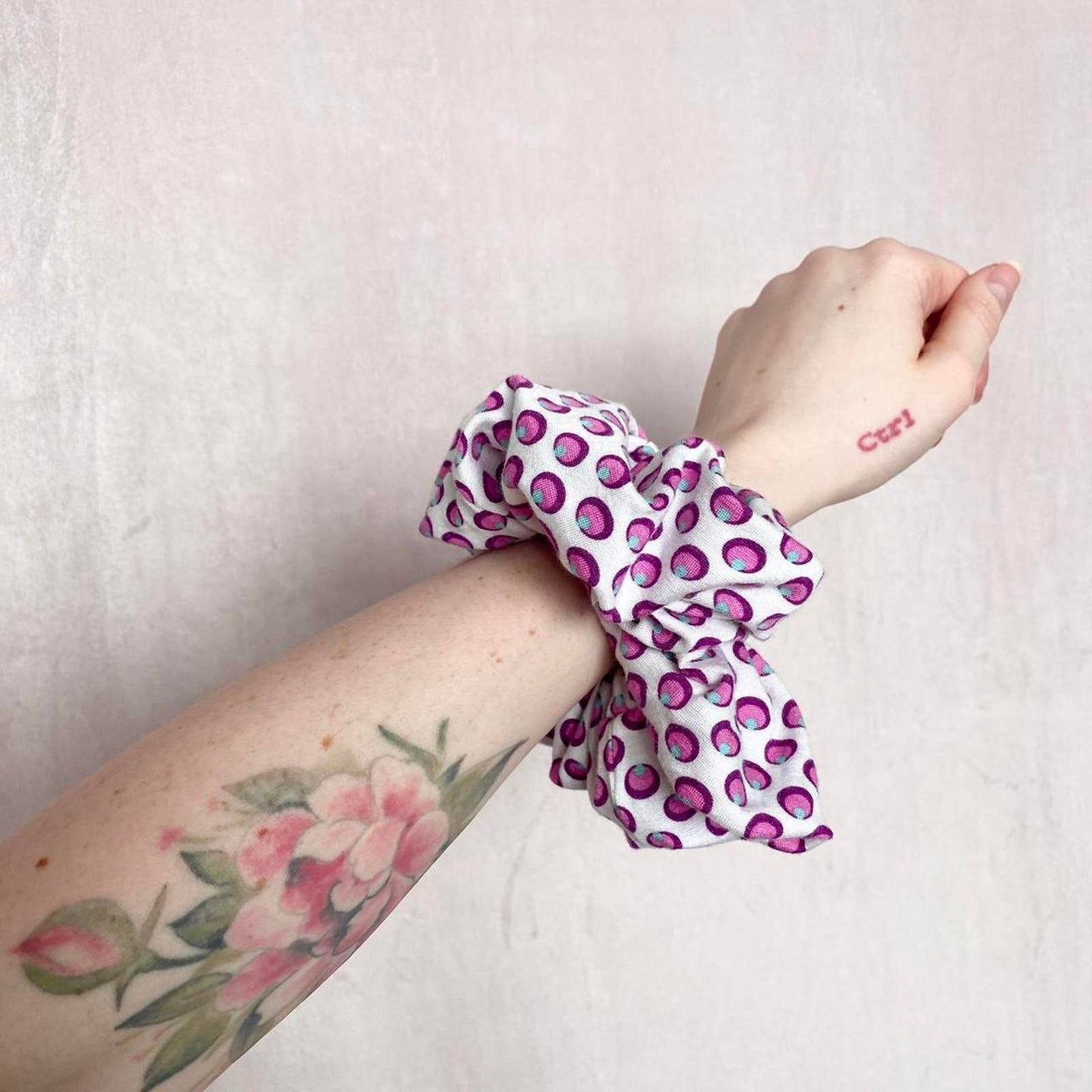 Scrap Fabric Polka Dot Jumbo Scrunchie