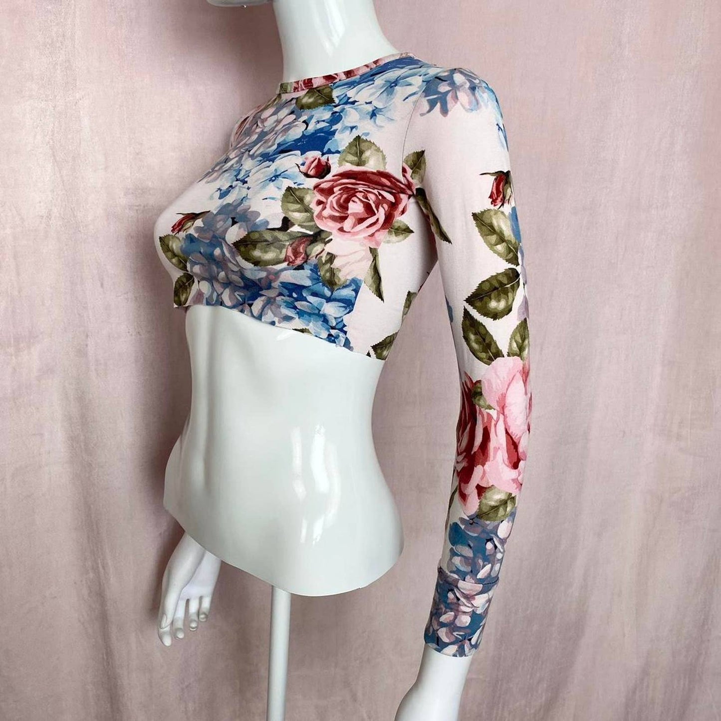 Reworked Posh Peanut Floral Crop Long Sleeve, Size XS