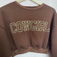 Reworked Cowgirl Brown Crop Crewneck Sweatshirt, Size S/M