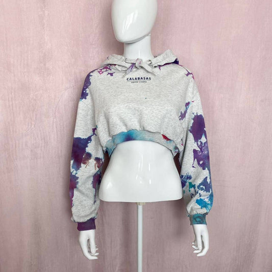 Reworked Calabasas Tie Dye Crop Hoodie, Size Medium