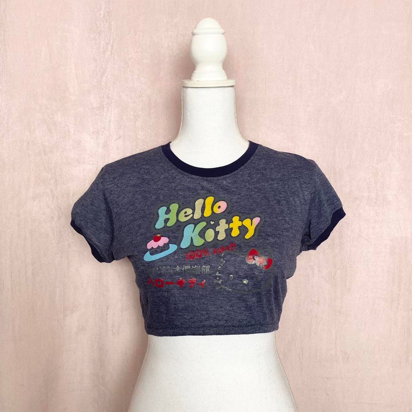 Reworked Y2K Hello Kitty Crop Baby Tee, Size Small