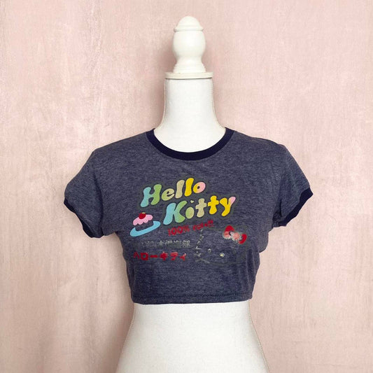 Reworked Y2K Hello Kitty Crop Baby Tee, Size Small