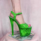 Upcycled Pleaser Green Money Dancer Heels, Size 6